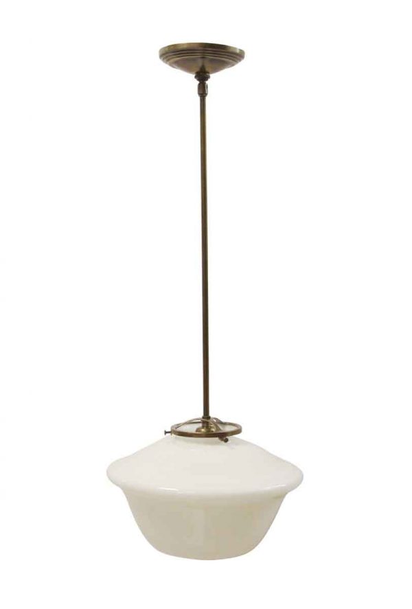Globes - Vintage 11.5 in. Schoohouse Globe Brass Pole Pendant Light