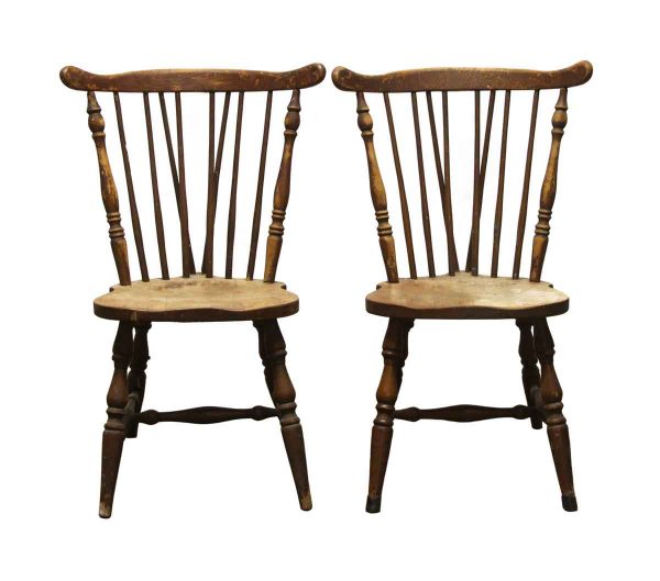 Seating - Pair of Wood Spindle Back Kitchen Dining Chairs