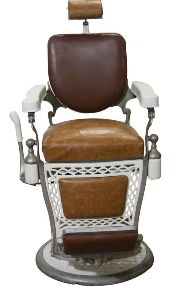 Commercial Furniture - Antique Paider Brown Leather Barber Chair