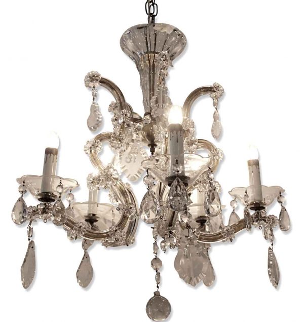 Chandeliers - Antique Petite Marie Therese 5 Arm Crystal Chandelier
