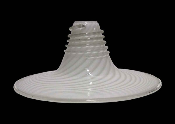 Down Lights - Handblown Murano Glass Pendant Light - Flat Rim White Swirl