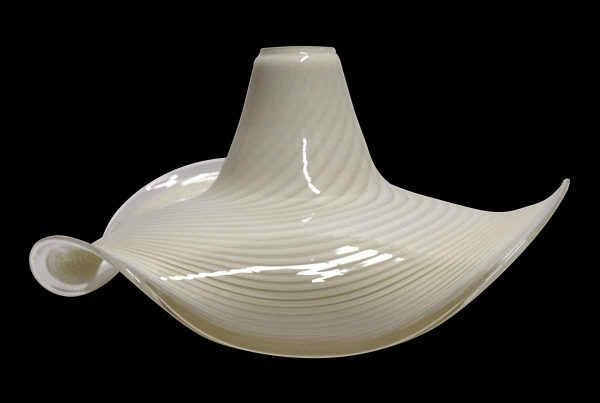 Down Lights - Handblown Murano Glass Pendant Light - Vanilla Swirl Curvy Brim