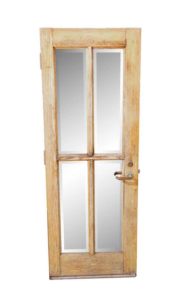 Entry Doors - Vintage 4 Large Bevel Lites Glass Oak Door 78.625 x 29.25