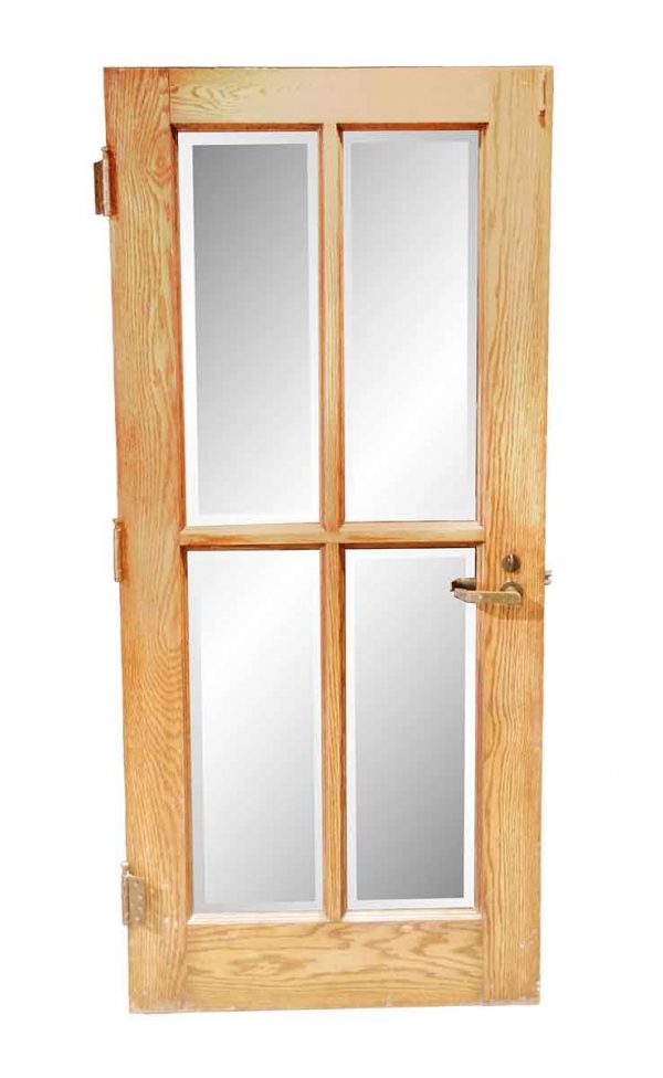 Entry Doors - Vintage 4 Large Beveled Lites Wood Entry Door 77.5 x 34.75