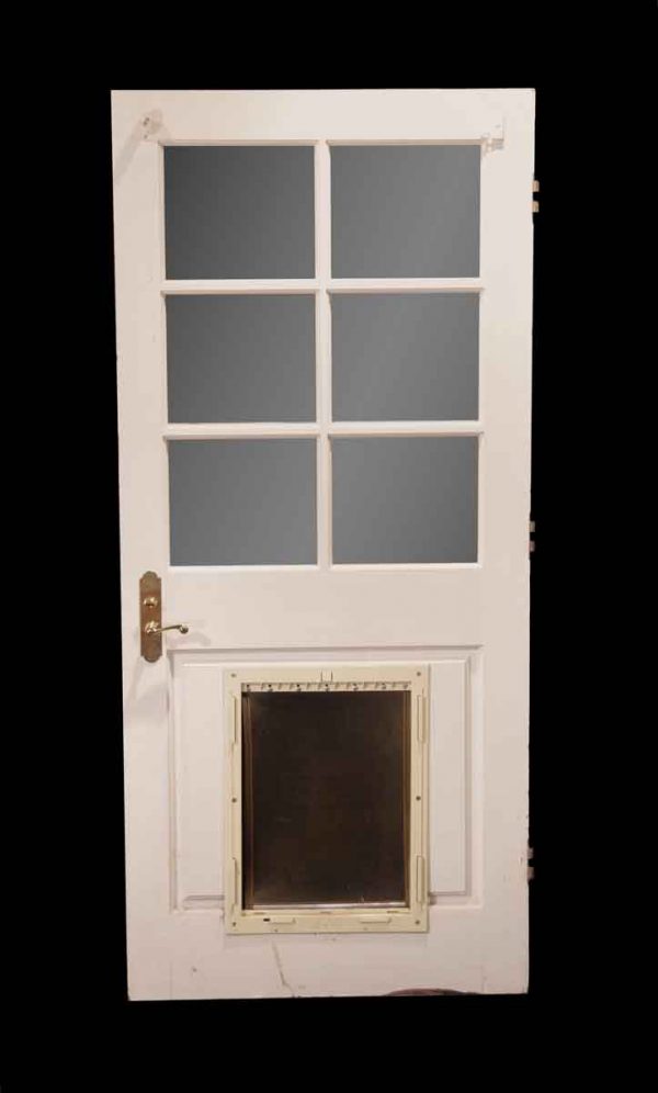 Entry Doors - Vintage 6 Lite Wood Entry Door with Pet Door 78.5 x 35.5