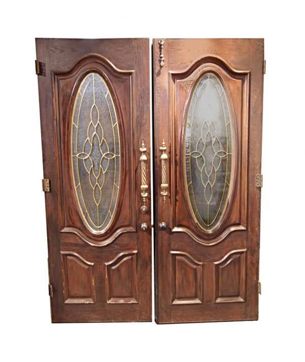 Entry Doors - Vintage Frosted Glass Lite Wood Entry Doors 95 x 71