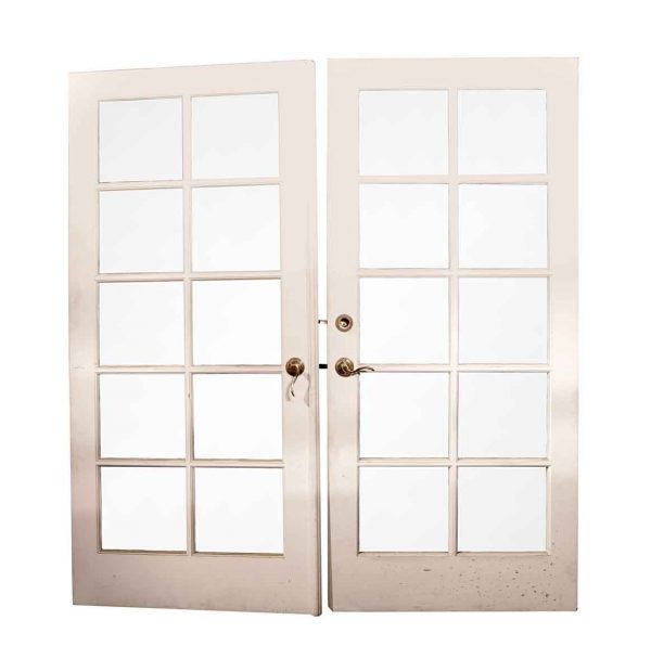 French Doors - Vintage 10 Lite Wood Double French Doors 79.25 x 72.375