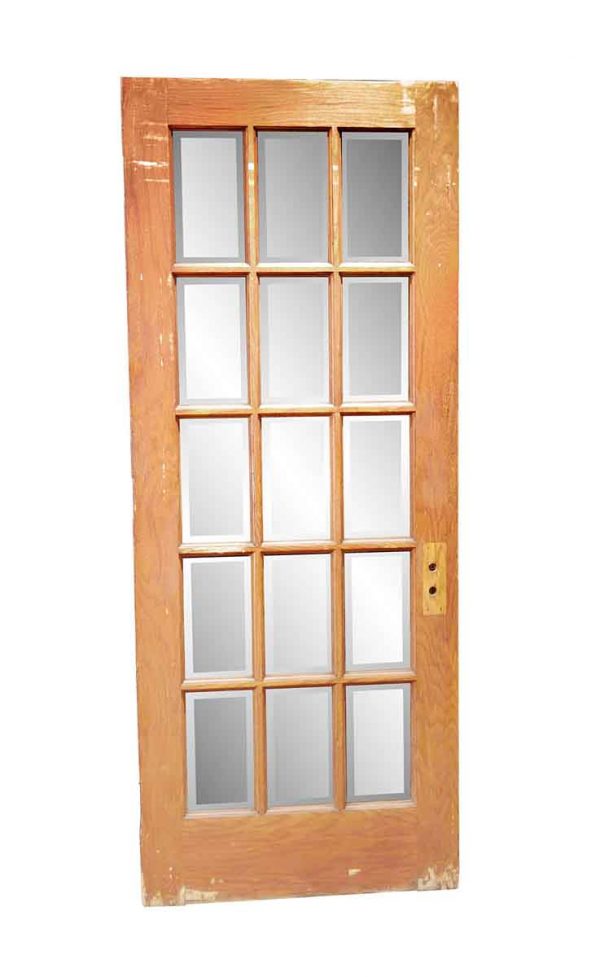 French Doors - Vintage 15 Beveled Lites Oak French Door 79.5 x 31.5