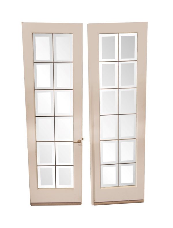 French Doors - Vintage Beveled Leaded Glass French Double Doors 88.25 x 53.75
