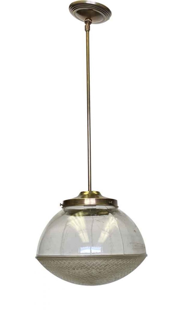 Globes - 1920s Glass Globe Pendant Light with Patterned Bottom Glass