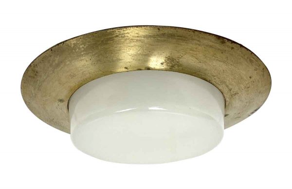 Globes & Shades - Mid Century Recessed Ceiling Light with Milk Glass Lens
