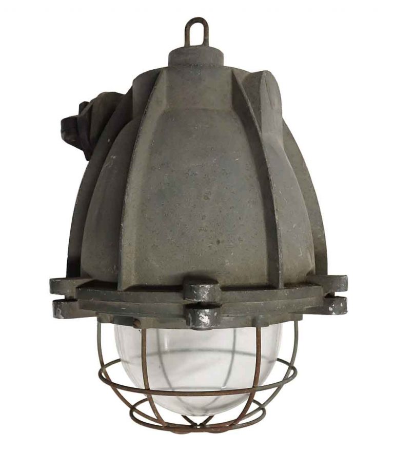 Heavy Cast Aluminum Industrial Light with Cage Cover Olde Good Things