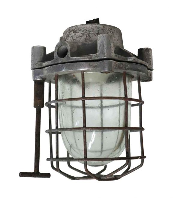 Nautical Lighting - Antique Nautical Steel & Glass Ship Light with Cage & Tool
