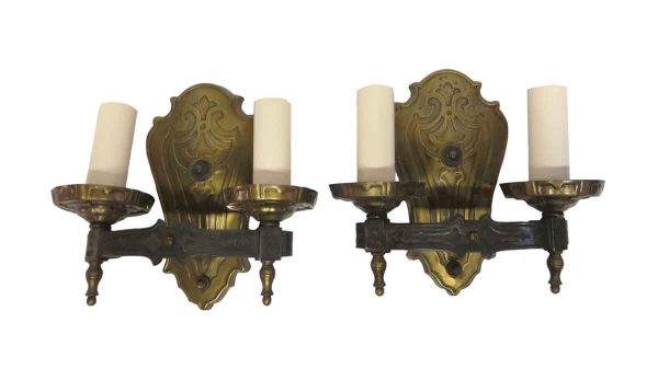 Sconces & Wall Lighting - Pair of Art Nouveau Brass Wall Sconces
