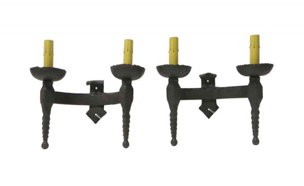 Sconces & Wall Lighting - Restored Arts & Crafts Wrought Iron Two Arm Sconces