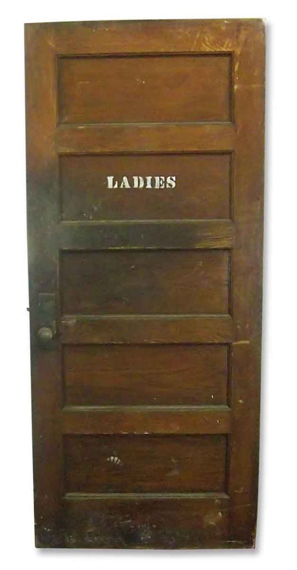 Commercial Doors - Antique 5 Pane Ladies Room Wood Door 78 x 30