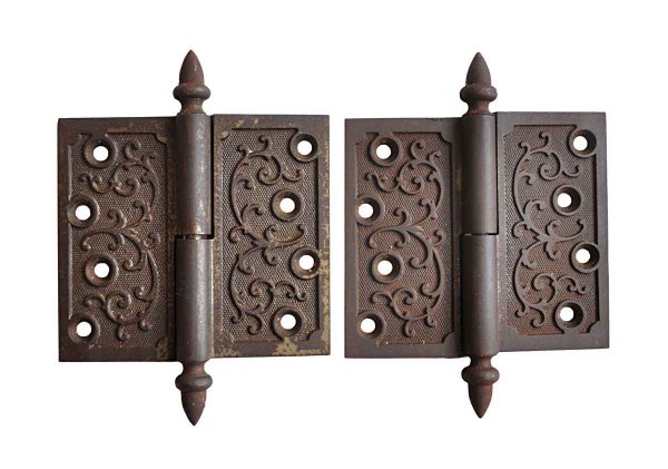 Door Hinges - Pair of 4.5 x 5 Cast Iron Right Hand Lift Off Door Hinges