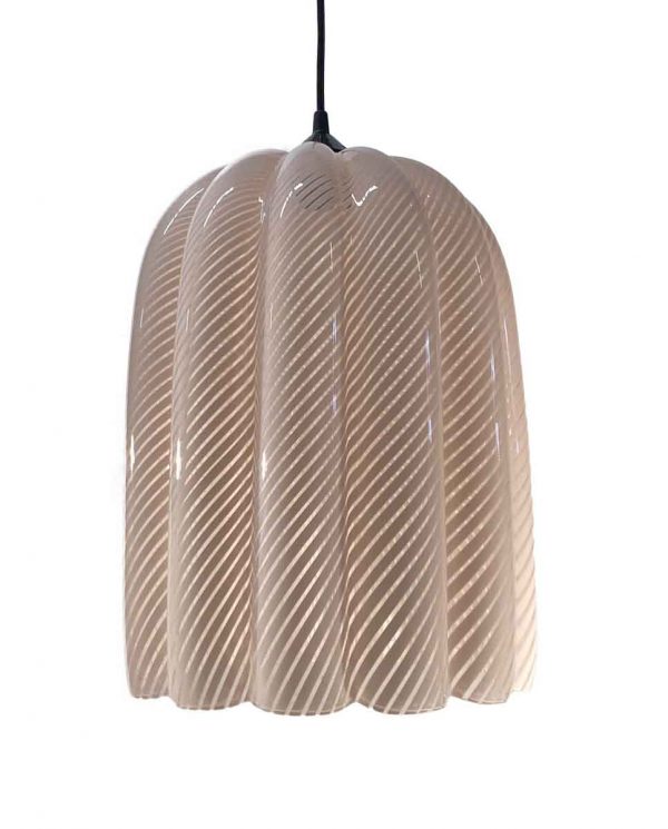 Down Lights - Modern Pink Candy Cane Murano Glass 11.5 in. Pendant Light
