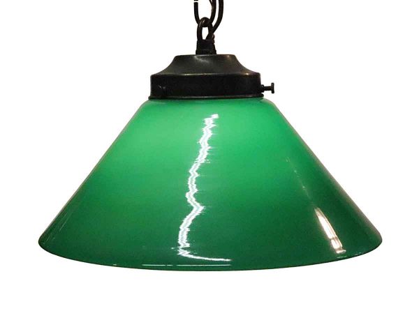 Down Lights - Petite Green Shade with Brass Chain Pendant Light