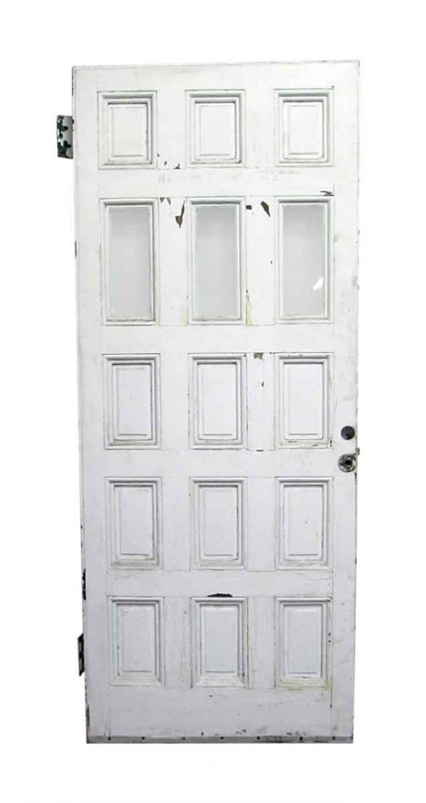 Entry Doors - Antique 12 Pane 3 Lite Wood Entry Door 82.5 x 33.5