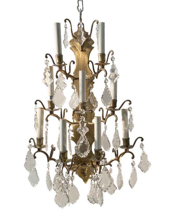 Famous Building Artifacts - New York Plaza Hotel 9 Arm Brass & Crystal French Sconce