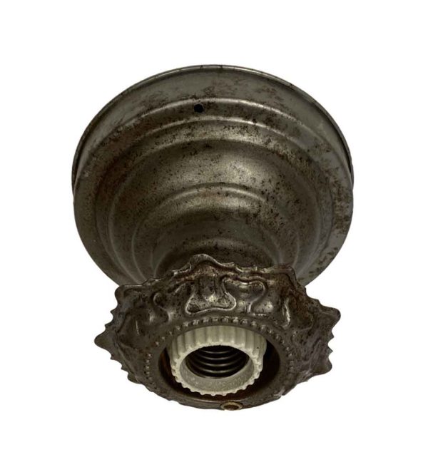 Flush & Semi Flush Mounts - 1930s Art Nouveau Steel Single Bulb Ceiling Flush Mount