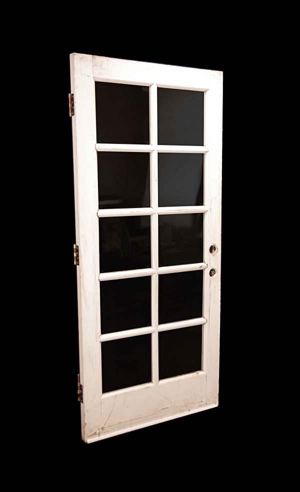 French Doors - Vintage 10 Lite White Wood French Door 77 x 34.5