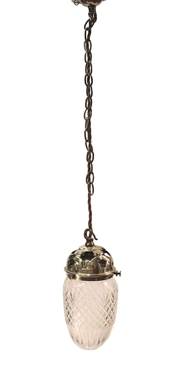 Globes - Vintage Etched Glass & Brass Pendant Light