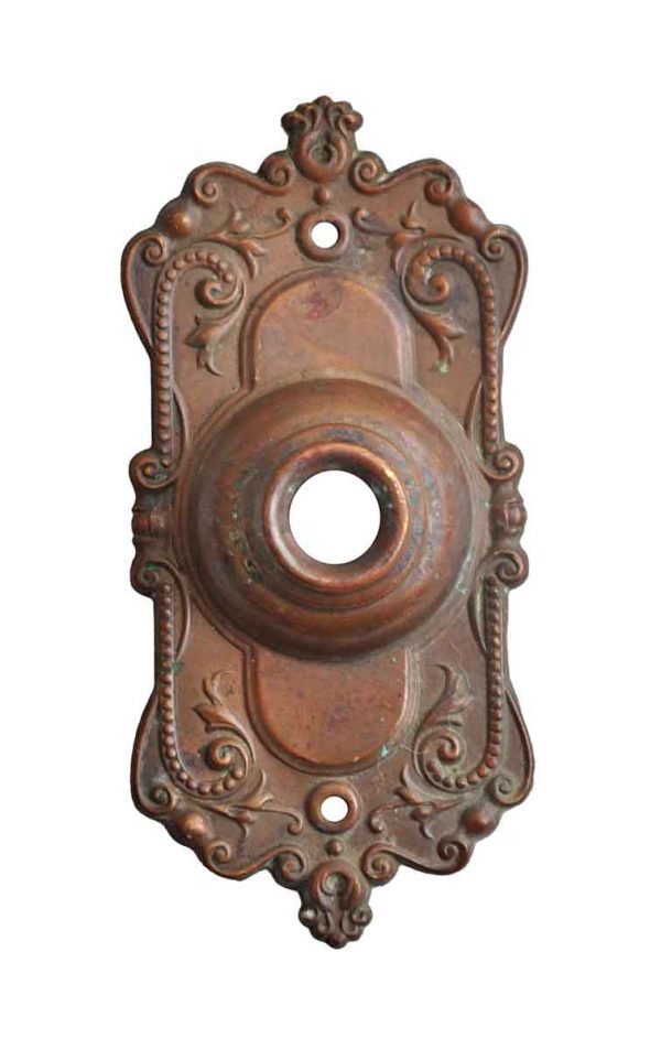 Knockers & Door Bells - Antique Victorian Brass Beaded Doorbell Cover