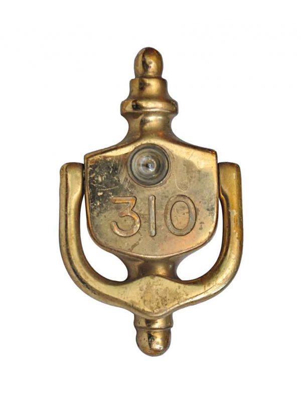 Knockers & Door Bells - Vintage Brass 310 Peephole Door Knocker