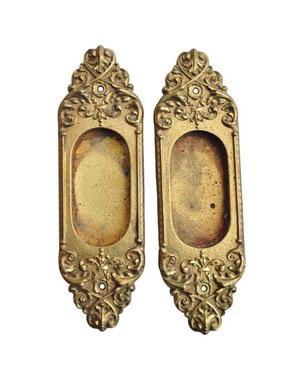 Pocket Door Hardware - Pair of Antique Yale & Towne Pocket Door Brass Plates