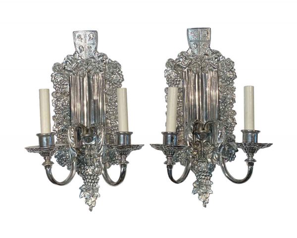 Sconces & Wall Lighting - 1900s Pair of E.F Caldwell American Silvered Bronze Wall Sconces