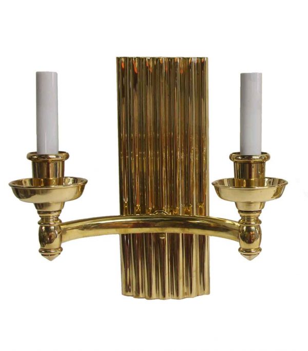 Sconces & Wall Lighting - Double Arm Art Deco Style Polished Cast Brass Sconce