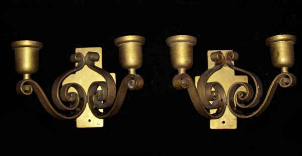 Sconces & Wall Lighting - Pair of European Bronze Curly Arms Wall Sconces