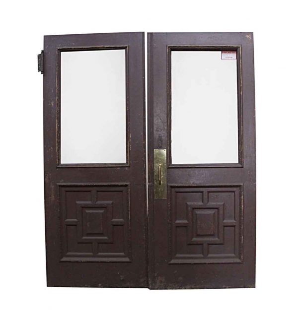 Standard Doors - Antique Half Lite Wood Swinging Double Doors 83.75 x 68.625