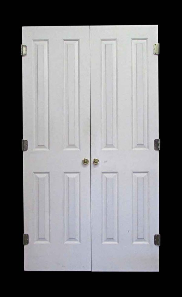 Standard Doors - Vintage 4 Pane White Wood Double Doors 80 x 44