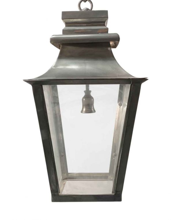 Wall & Ceiling Lanterns - Traditional Nickel Finish Brass 26 in. Hanging Lantern