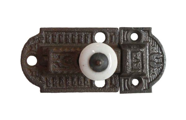 Cabinet & Furniture Latches - Victorian 2.75 in. Cast Iron & Porcelain Cabinet Latch