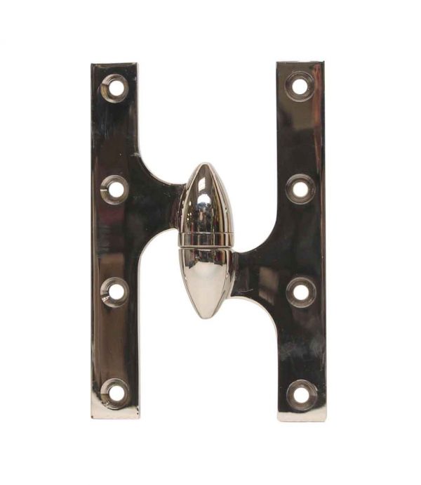 Door Hinges - Modern Chrome Over Brass Right Hand Olive Door Hinge 6 x 4
