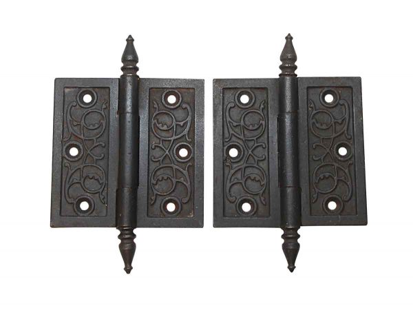 Door Hinges - Pair of Victorian Cast Iron Butt 4.5 x 4.5 Door Hinges