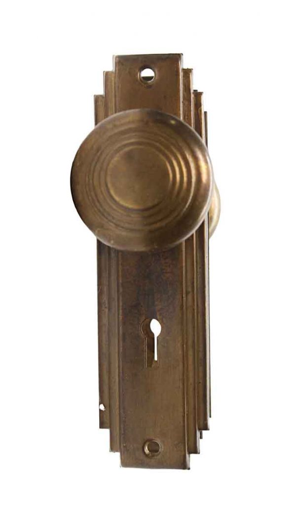 Door Knob Sets - Vintage Brass Art Deco Door Knob Set