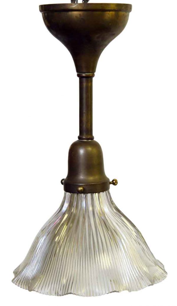 Down Lights - Antique Clear Holophane 9 in. Glass Pole Pendant Light