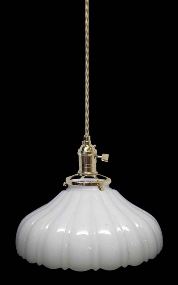 Down Lights - Custom 1920s 7.375 in. White Milk Glass Pendant Light