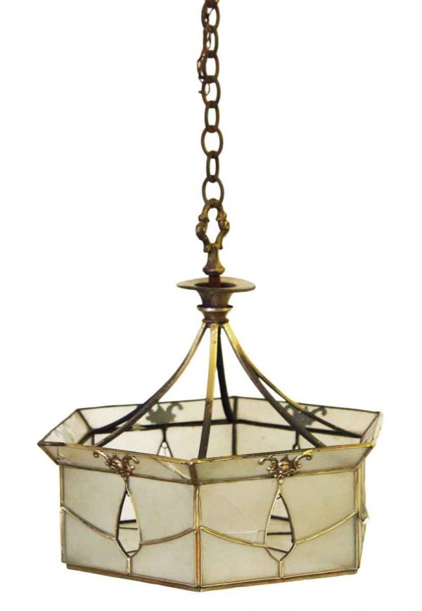 Down Lights - Vintage Hexagon Brass & Crystal Pendant Light