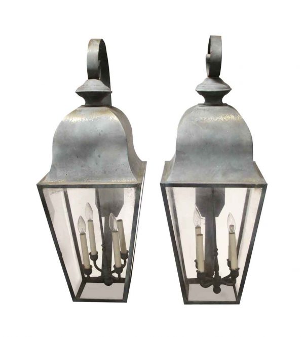 Exterior Lighting - Large Vintage Brass House Exterior Wall Sconces