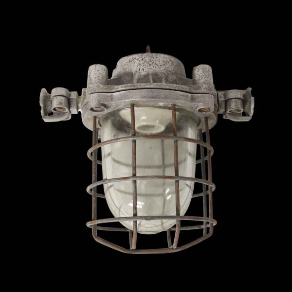 Nautical Lighting - 1940 Nautical Ship Light Complete with Cage