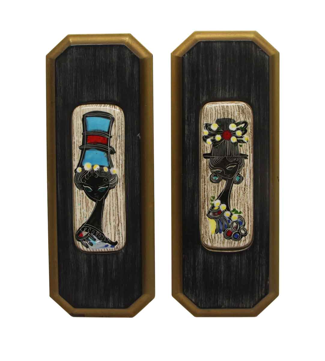 Pair of Mid Century Modern French Art Wood Plaques | Olde Good Things