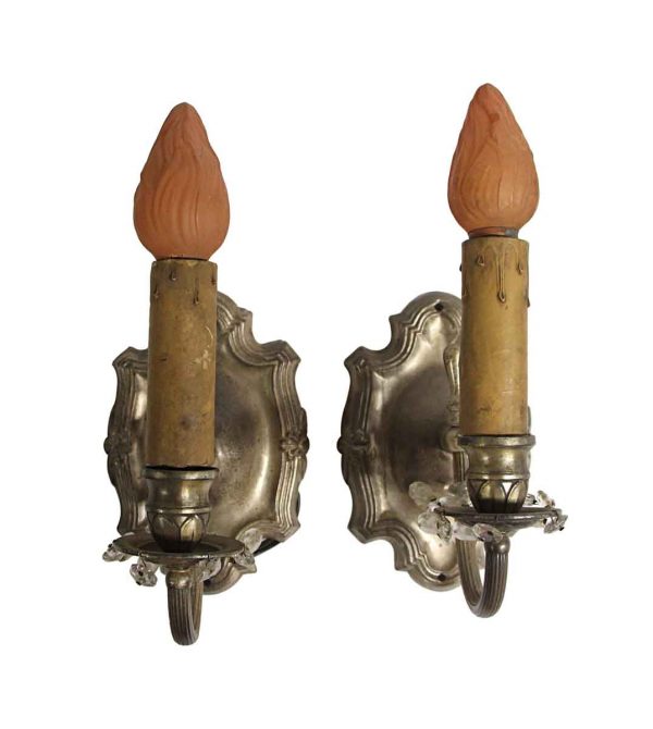 Sconces & Wall Lighting - 1920s Rococo Silver Finish Wall Sconces