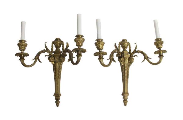 Sconces & Wall Lighting - Pair of Antique Cast Bronze French Regency Wall Sconces