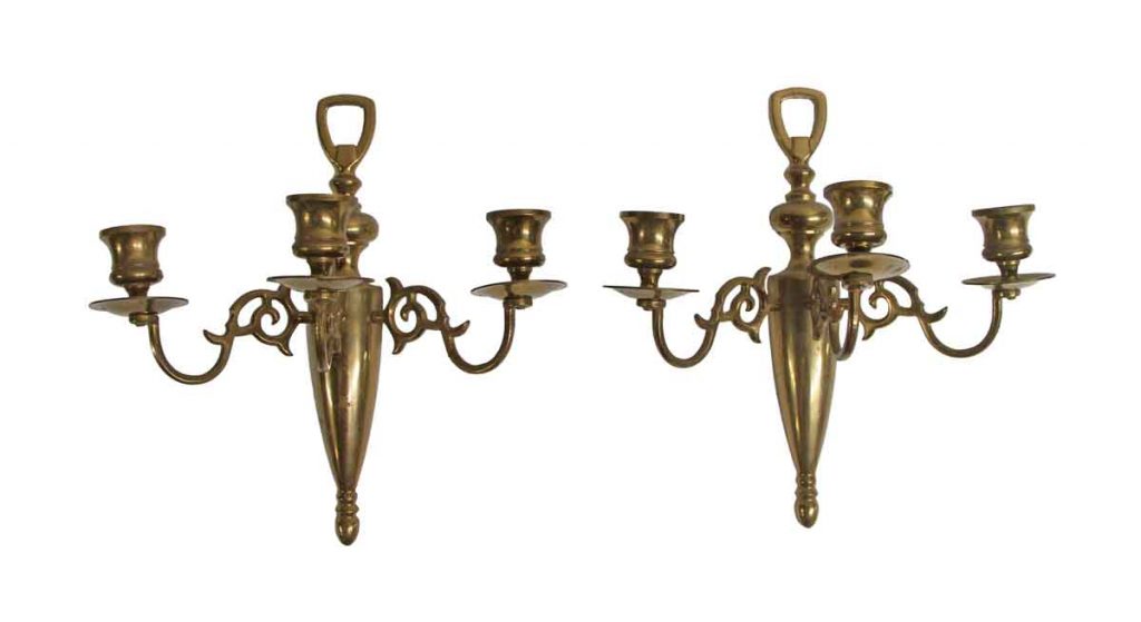 Pair of Traditional Bronze Candle Wall Sconces | Olde Good Things